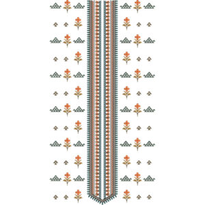 Traditional Tribal Long Neckline Embroidery Design with Geometric and Floral Motifs