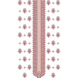 Elegant Pink Traditional Long Neckline Embroidery Design with Ethnic Floral Motifs