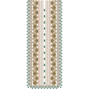 Elegant Geometric Long Panel Neckline Embroidery Design with Modern Ethnic Pattern