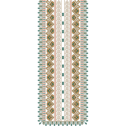 Elegant Geometric Long Panel Neckline Embroidery Design with Modern Ethnic Pattern