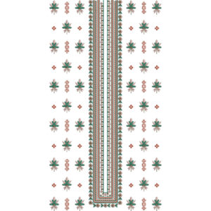 Elegant Multicolor Long Neckline Embroidery Design with Floral and Geometric Ethnic Motifs