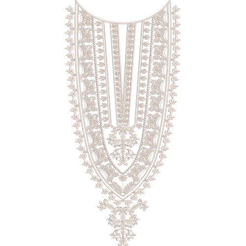 Luxury Vintage Lace Style Neckline Embroidery Design with Ornamental Baroque Detailing