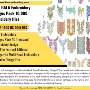 Bulk Embroidery Neckline Designs Pack 10K