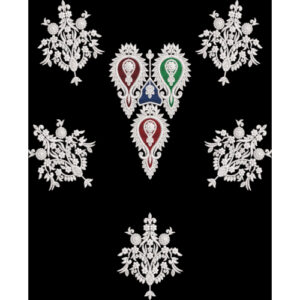 Multicolor Paisley & White Floral Motif Embroidery Design