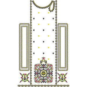 Elegant Floral & Geometric Neckline Embroidery Design with Central Motif