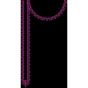 Minimal Magenta Floral Side-Panel Neckline Embroidery Design