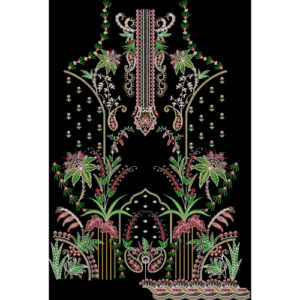 Royal Multicolor Floral Neckline Embroidery Design with Ornamental Motifs