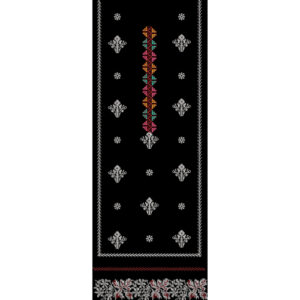 Traditional Vertical Embroidery Panel Design with Floral Accent Border