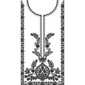 Elegant Black Floral Neckline Embroidery Design for Kurti & Suit