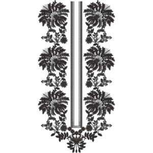 Black Floral Vertical Neckline Embroidery Design for Kurti & Suit