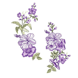 Elegant Purple Floral Botanical Textile Print with Delicate Leaf Detailing