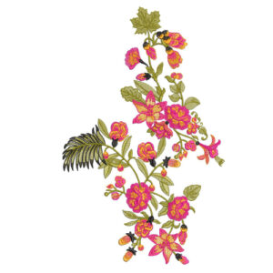 Vibrant Pink and Yellow Floral Botanical Textile Print with Lush Green Foliage