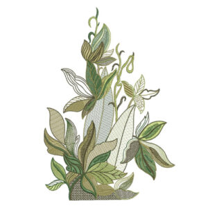 Minimalist Green Botanical Leaf Textile Print with Elegant Organic Flow