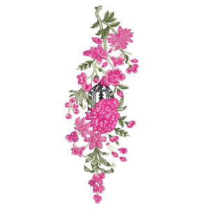 Romantic Pink Floral Botanical Textile Print with Decorative Birdcage Motif