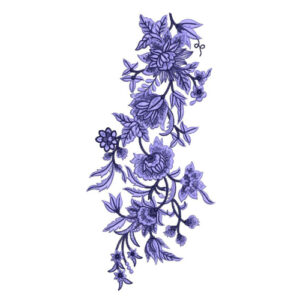 Soft Lavender Blue Floral Botanical Textile Print with Flowing Vine Composition