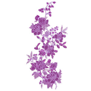 Rich Purple Floral Botanical Textile Print with Intricate Embroidery Detailing