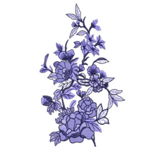 Classic Periwinkle Blue Floral Botanical Textile Print with Elegant Branch Composition
