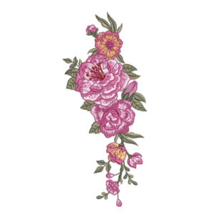 Soft Pink Rose Floral Botanical Textile Print with Graceful Vertical Flow
