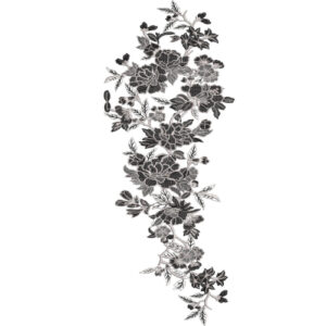 Classic Black and White Floral Botanical Textile Print with Intricate Detailing