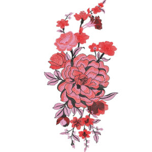Romantic Red Floral Botanical Textile Print with Layered Rose Composition