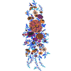 Vibrant Multicolor Floral Botanical Textile Print with Dramatic Vertical Flow