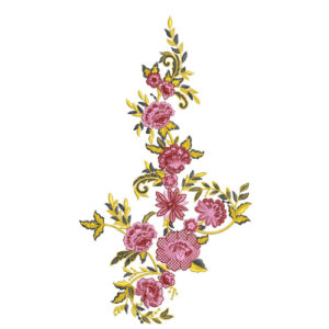 Elegant Pink and Gold Floral Botanical Textile Print with Ornamental Vine Flow
