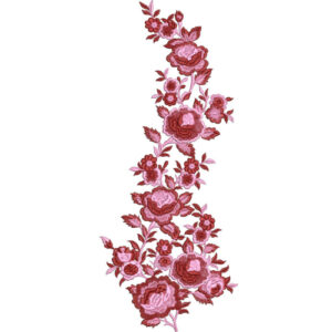 Monochrome Rose Pink Floral Botanical Textile Print with Cascading Composition