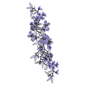 Delicate Lavender Blue Floral Botanical Textile Print with Flowing Vine Design