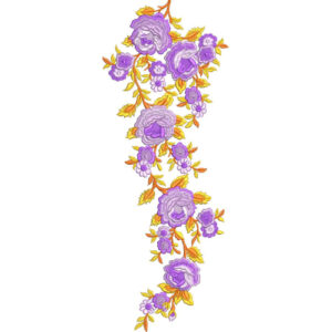 Soft Lavender Floral Botanical Textile Print with Golden Leaf Accents