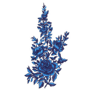 Deep Blue Floral Botanical Textile Print with Elegant Vertical Composition