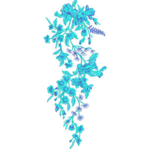 Refreshing Aqua Blue Floral Botanical Textile Print with Cascading Vertical Flow