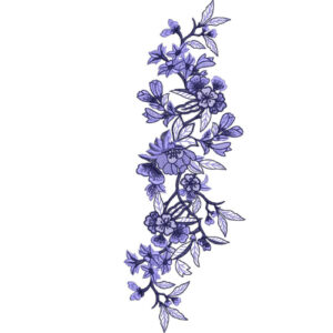 Delicate Periwinkle Blue Floral Botanical Textile Print with Flowing Vine Design