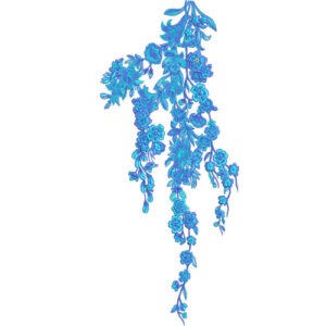 Flowing Blue Floral Botanical Textile Print with Cascading Hanging Blossoms
