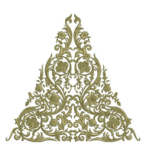 Ornate Olive Green Floral Damask Textile Motif with Royal Embroidery Style