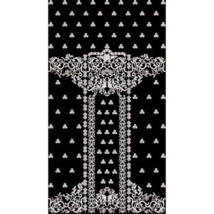 Black & White Mughal-Inspired Ornamental Panel – Luxury Textile Print Design