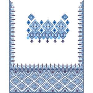 Blue Geometric Ethnic Border Design – Traditional Textile Print Pattern