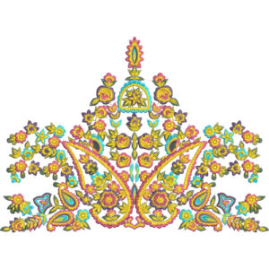 Traditional Ornamental Floral Motif Textile Print with Symmetrical Design