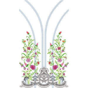 Elegant Floral Embroidery Neckline Design with Curved Detailing