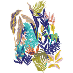 Modern Tropical Botanical Embroidery-Inspired Textile Design