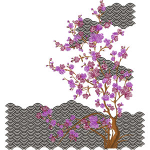 Elegant Cherry Blossom Embroidery-Inspired Textile Design