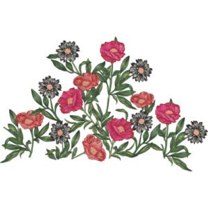 Hand-Drawn Floral Embroidery-Inspired Botanical Textile Design