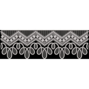Elegant Black and White Embroidery Lace Border Textile Design