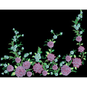 Elegant Floral Embroidery Border Design with Soft Pastel Blooms