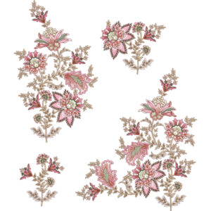 Delicate Vintage Floral Embroidery Motif Textile Design