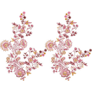 Elegant Symmetrical Floral Embroidery Motif Textile Design