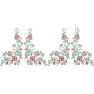 Delicate Floral Embroidery Border Motif Textile Design