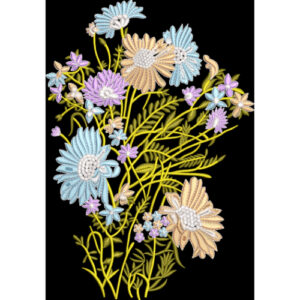 Delicate Wildflower Embroidery-Inspired Floral Textile Design