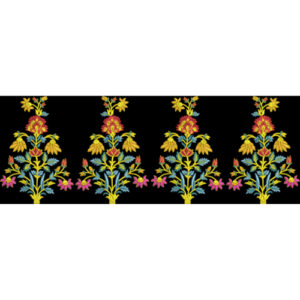 Traditional Repeating Floral Embroidery Border Textile Design