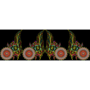 Vibrant Multicolor Floral Embroidery Border Textile Design