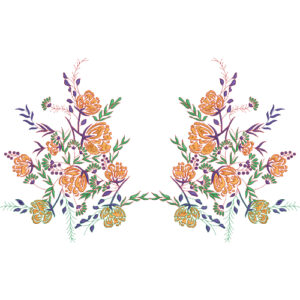 Delicate Symmetrical Floral Embroidery Motif Textile Design